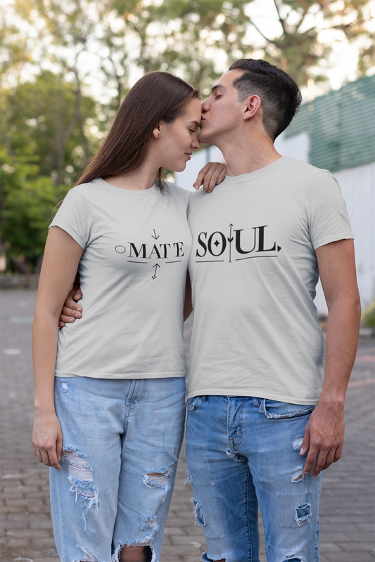 Soul & Mate – Minimalist Matching Grey Melange Couple T-Shirt Set | AYIRRA