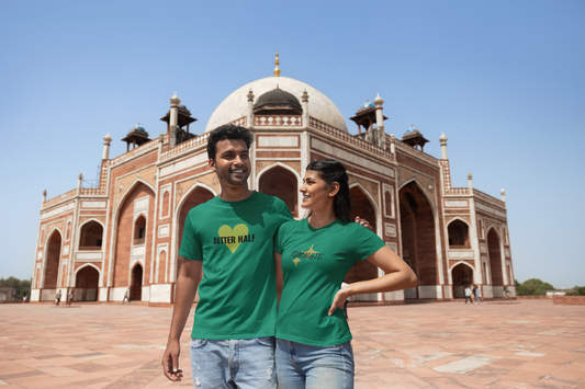 Better Half & Soulmate Bottle Green Couple T-Shirt Set – Classy Matching Tees for Couples | AYIRRA