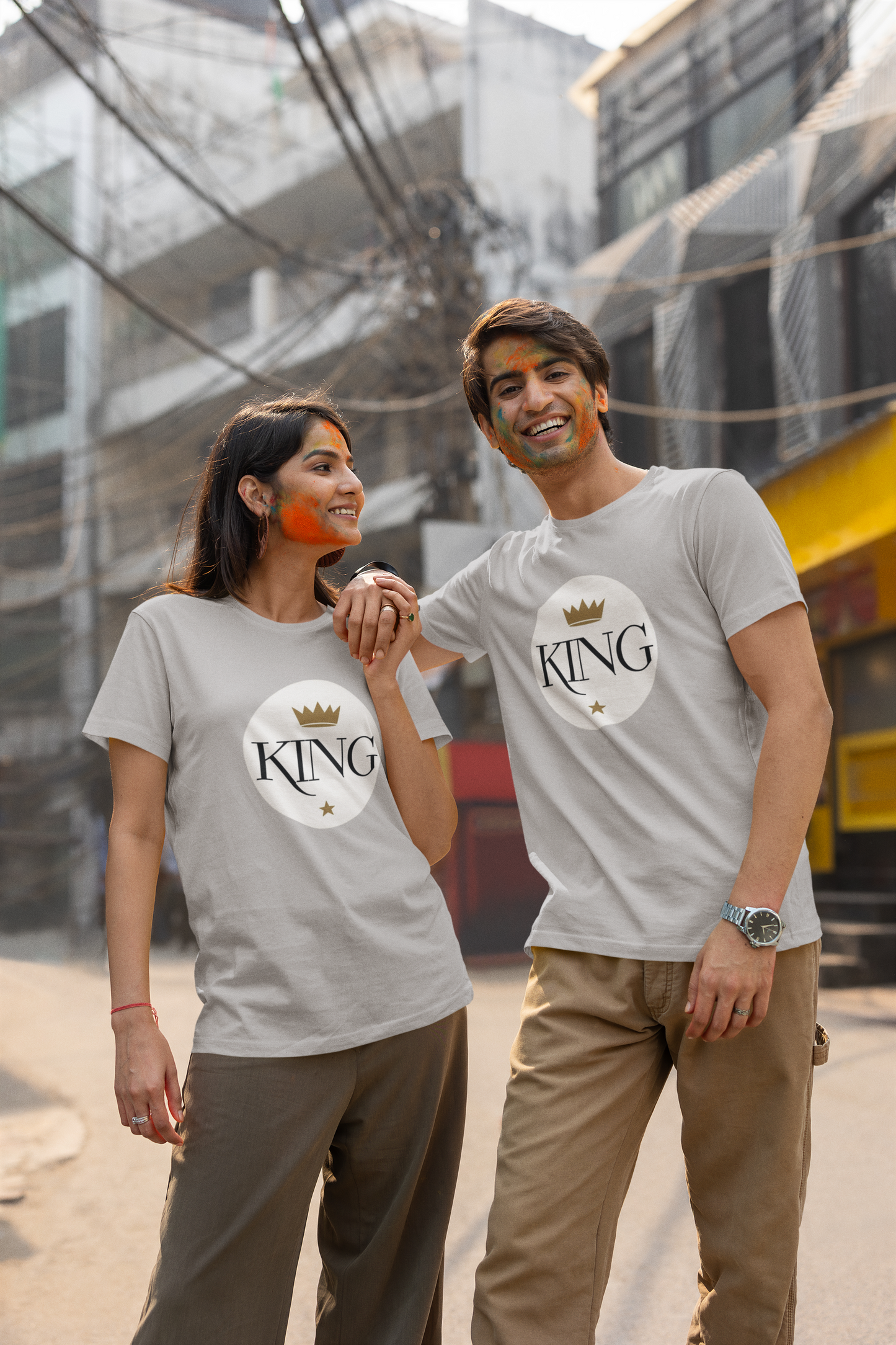 AYIRRA Minimal Couple wear – King & Queen Grey Melange Edition for Couples Who Rule Together