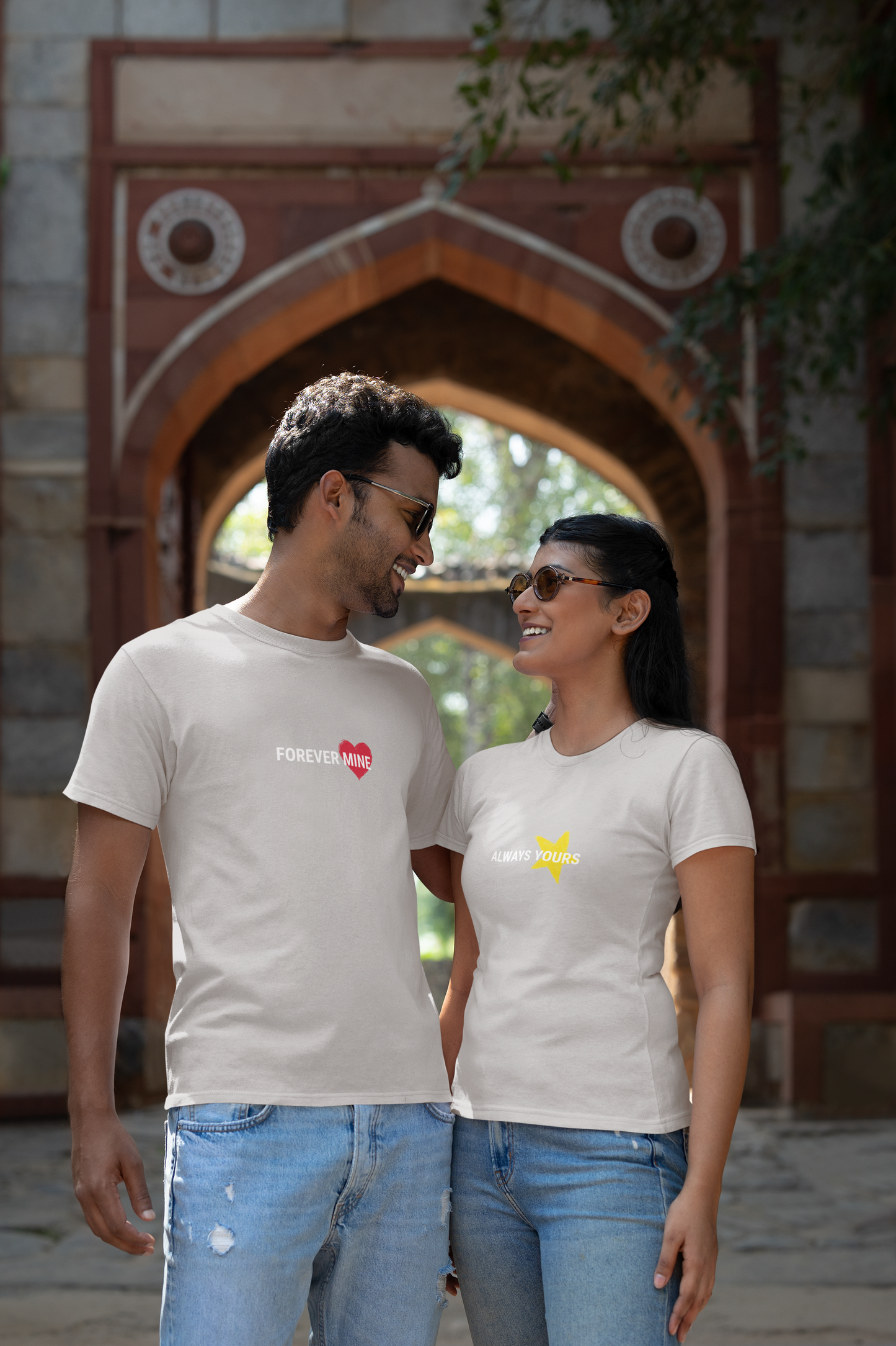 Forever Mine & Always Yours – Elegant Matching Grey Melange Couple T-Shirt Set | AYIRRA