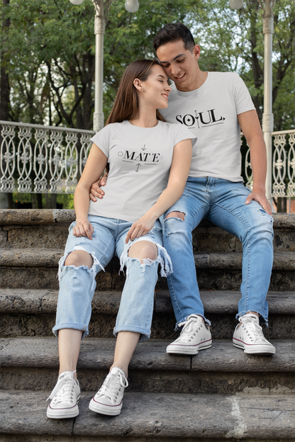 Soul & Mate – Minimalist Matching Grey Melange Couple T-Shirt Set | AYIRRA
