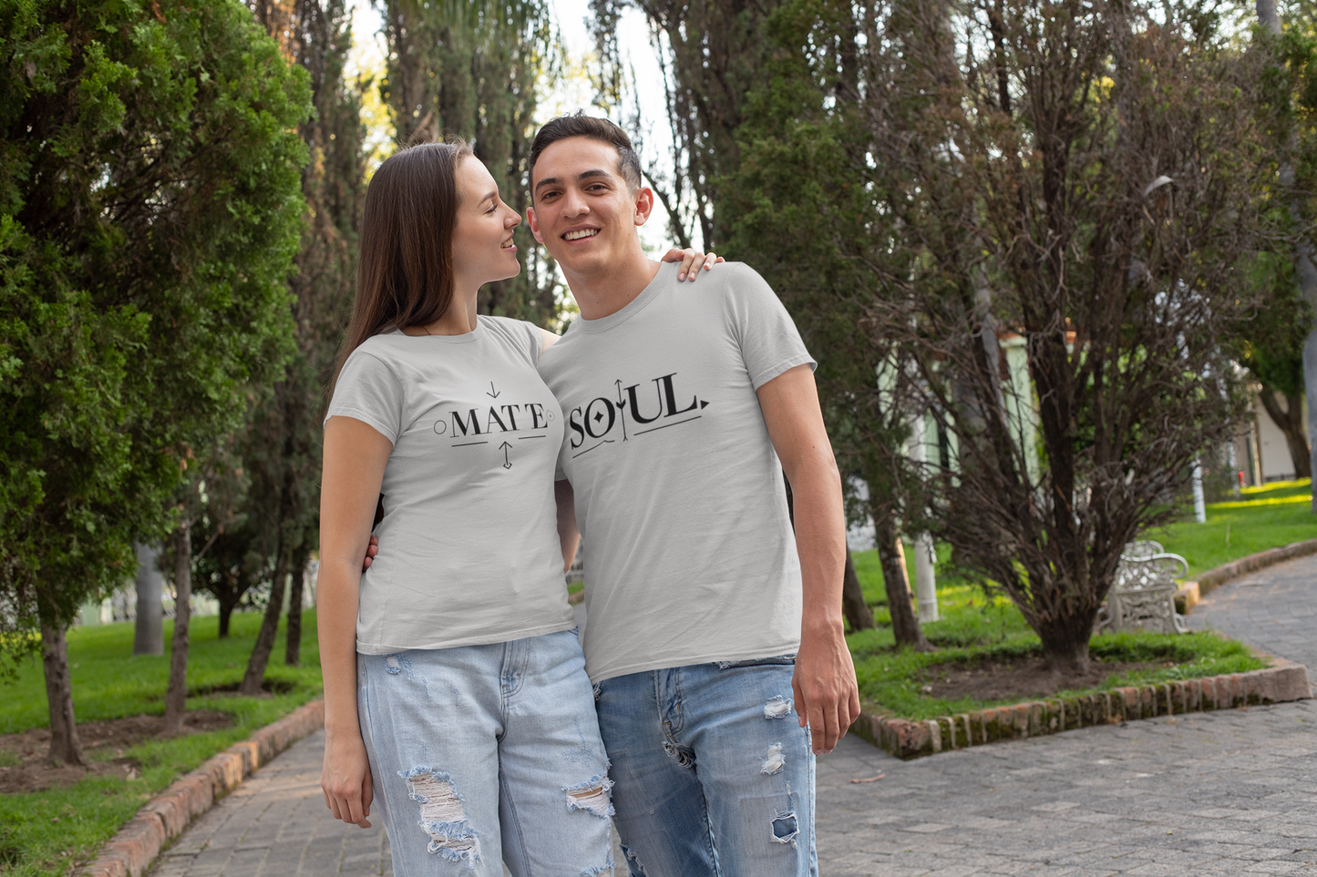 Soul & Mate – Minimalist Matching Grey Melange Couple T-Shirt Set | AYIRRA