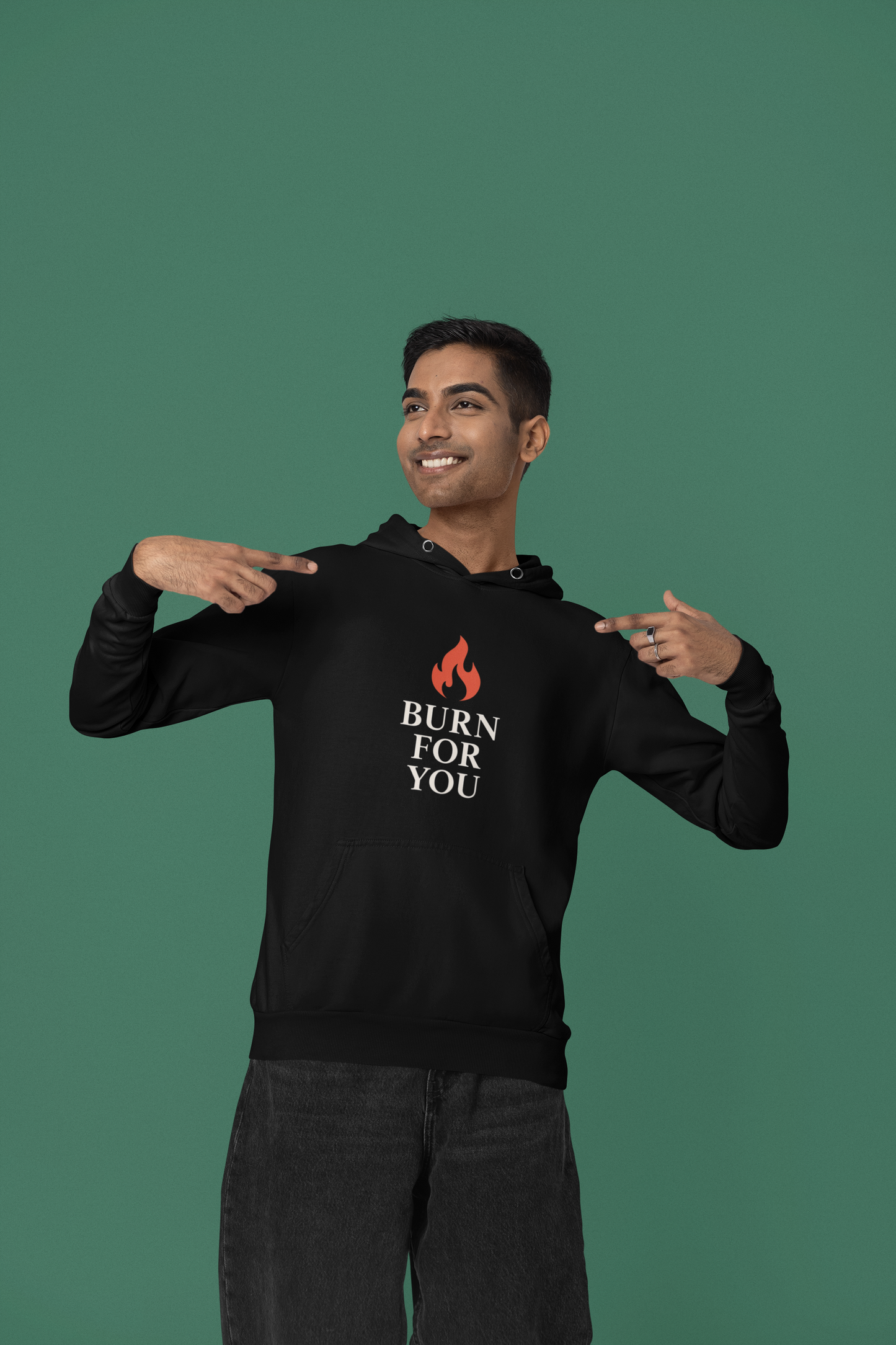 Men’s Bold Hoodie – “Burn for You” | AYIRRA Flame Edition